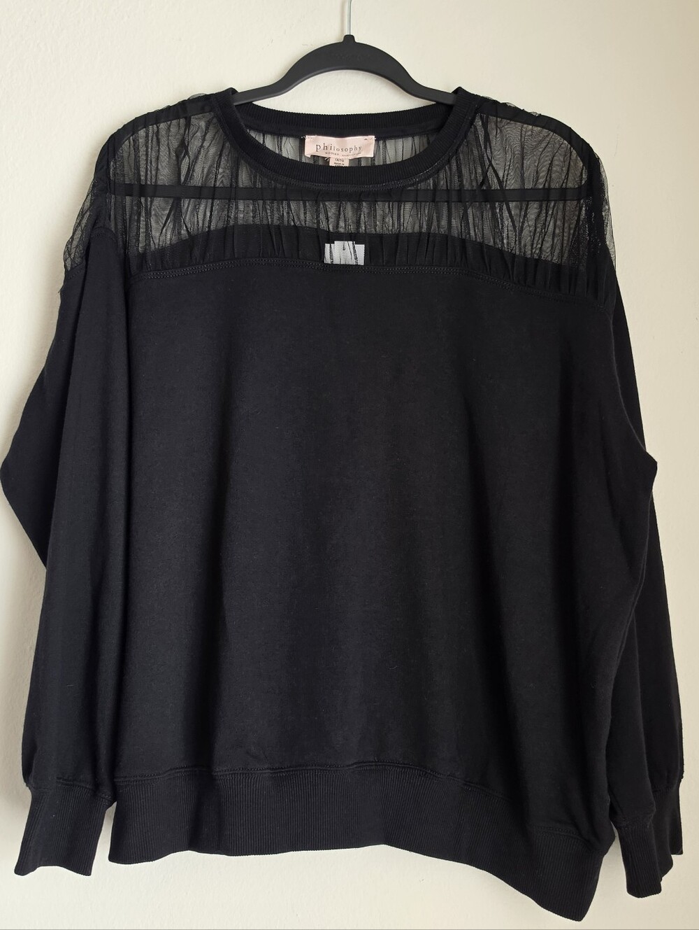 Women's Philosophy Sheer Black Mesh Top Sweater Size 1X